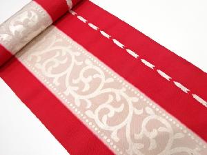 アンティーク　矢羽根に唐草模様織り出し　八寸帯地反物